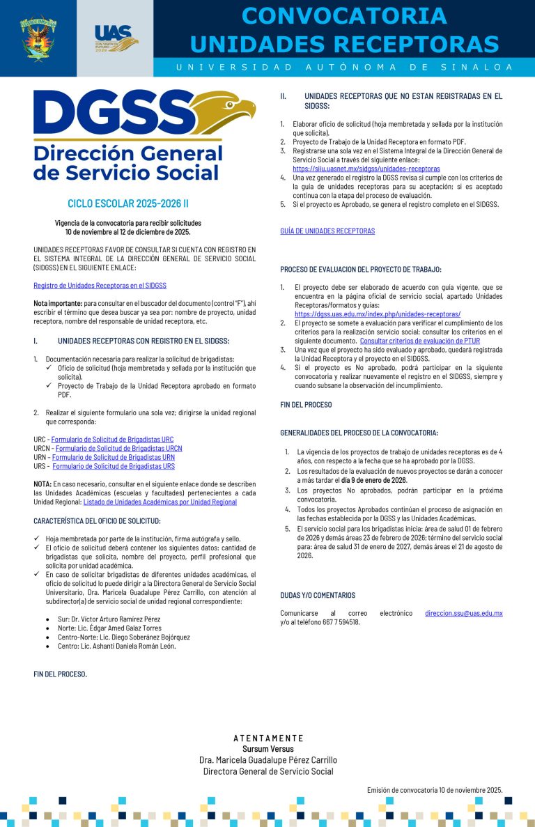 Convocatorias – Dirección General de Servicio Social